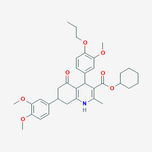 molecular formula C35H43NO7 B419736 Cyclohexyl 7-(3,4-dimethoxyphenyl)-4-(3-methoxy-4-propoxyphenyl)-2-methyl-5-oxo-1,4,5,6,7,8-hexahydro-3-quinolinecarboxylate 