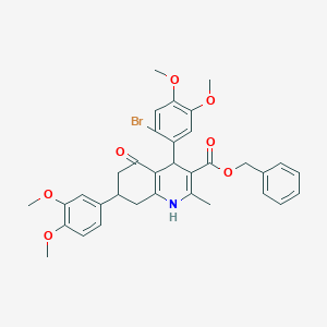 molecular formula C34H34BrNO7 B419738 benzyl o-7-methyl-3-quinolinyl)-2,3,5,6,7,8-hexahydro[1]benzothieno[2,3-d]pyrimidin-4(1H)-one 