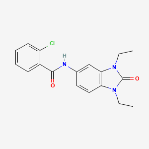 molecular formula C18H18ClN3O2 B4197431 2-chloro-N-(1,3-diethyl-2-oxo-2,3-dihydro-1H-benzimidazol-5-yl)benzamide 