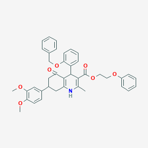 2-Phenoxyethyl 4-[2-(benzyloxy)phenyl]-7-(3,4-dimethoxyphenyl)-2-methyl-5-oxo-1,4,5,6,7,8-hexahydro-3-quinolinecarboxylate