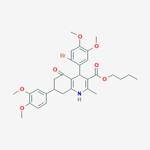 molecular formula C31H36BrNO7 B419745 Butyl 4-(2-bromo-4,5-dimethoxyphenyl)-7-(3,4-dimethoxyphenyl)-2-methyl-5-oxo-1,4,5,6,7,8-hexahydro-3-quinolinecarboxylate 