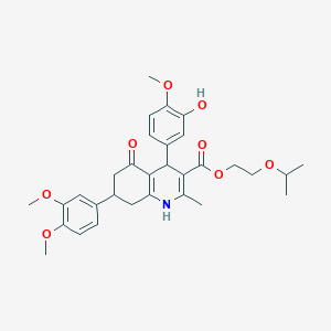 molecular formula C31H37NO8 B419746 2-Isopropoxyethyl 7-(3,4-dimethoxyphenyl)-4-(3-hydroxy-4-methoxyphenyl)-2-methyl-5-oxo-1,4,5,6,7,8-hexahydro-3-quinolinecarboxylate 