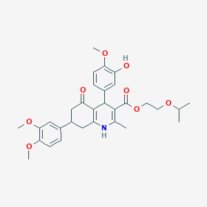 2-Isopropoxyethyl 7-(3,4-dimethoxyphenyl)-4-(3-hydroxy-4-methoxyphenyl)-2-methyl-5-oxo-1,4,5,6,7,8-hexahydro-3-quinolinecarboxylate