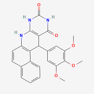 molecular formula C24H21N3O5 B4197466 12-(3,4,5-trimethoxyphenyl)-8,12-dihydrobenzo[f]pyrimido[4,5-b]quinoline-9,11(7H,10H)-dione 