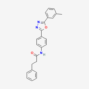 molecular formula C24H21N3O2 B4197478 N-{4-[5-(3-methylphenyl)-1,3,4-oxadiazol-2-yl]phenyl}-3-phenylpropanamide 