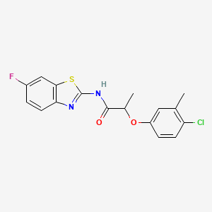 molecular formula C17H14ClFN2O2S B4197482 2-(4-chloro-3-methylphenoxy)-N-(6-fluoro-1,3-benzothiazol-2-yl)propanamide 