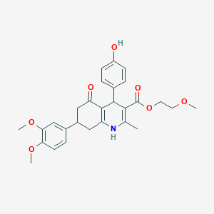 molecular formula C28H31NO7 B419750 2-Methoxyethyl 7-(3,4-dimethoxyphenyl)-4-(4-hydroxyphenyl)-2-methyl-5-oxo-1,4,5,6,7,8-hexahydro-3-quinolinecarboxylate 