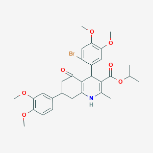 molecular formula C30H34BrNO7 B419751 Isopropyl 4-(2-bromo-4,5-dimethoxyphenyl)-7-(3,4-dimethoxyphenyl)-2-methyl-5-oxo-1,4,5,6,7,8-hexahydro-3-quinolinecarboxylate 