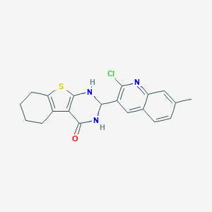 molecular formula C20H18ClN3OS B419753 2-(2-chloro-7-methylquinolin-3-yl)-2,3,5,6,7,8-hexahydro-1H-[1]benzothiolo[2,3-d]pyrimidin-4-one 