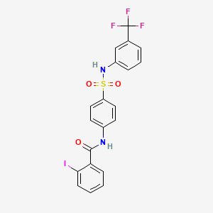 molecular formula C20H14F3IN2O3S B4197587 2-iodo-N-[4-({[3-(trifluoromethyl)phenyl]amino}sulfonyl)phenyl]benzamide 