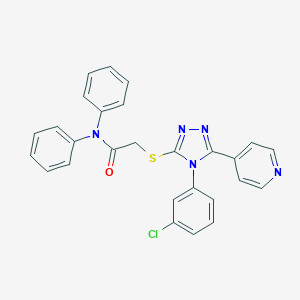 molecular formula C27H20ClN5OS B419760 2-{[4-(3-chlorophenyl)-5-(4-pyridinyl)-4H-1,2,4-triazol-3-yl]sulfanyl}-N,N-diphenylacetamide 