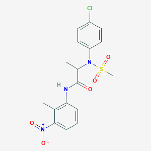 molecular formula C17H18ClN3O5S B4197612 N~2~-(4-chlorophenyl)-N~1~-(2-methyl-3-nitrophenyl)-N~2~-(methylsulfonyl)alaninamide 