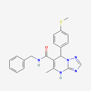 molecular formula C21H21N5OS B4197629 N-benzyl-5-methyl-7-[4-(methylthio)phenyl]-4,7-dihydro[1,2,4]triazolo[1,5-a]pyrimidine-6-carboxamide 
