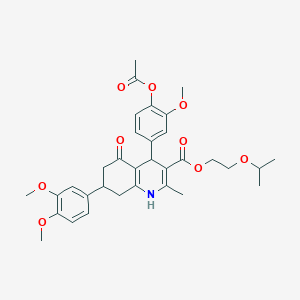 2-Isopropoxyethyl 4-[4-(acetyloxy)-3-methoxyphenyl]-7-(3,4-dimethoxyphenyl)-2-methyl-5-oxo-1,4,5,6,7,8-hexahydro-3-quinolinecarboxylate