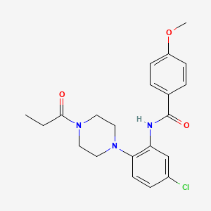 molecular formula C21H24ClN3O3 B4197642 N-[5-chloro-2-(4-propionyl-1-piperazinyl)phenyl]-4-methoxybenzamide 