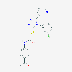 molecular formula C23H18ClN5O2S B419765 N-(4-acetylphenyl)-2-{[4-(3-chlorophenyl)-5-(3-pyridinyl)-4H-1,2,4-triazol-3-yl]sulfanyl}acetamide 