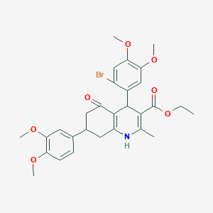 molecular formula C29H32BrNO7 B419766 Ethyl 4-(2-bromo-4,5-dimethoxyphenyl)-7-(3,4-dimethoxyphenyl)-2-methyl-5-oxo-1,4,5,6,7,8-hexahydro-3-quinolinecarboxylate 