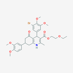 2-Ethoxyethyl 4-(3-bromo-4,5-dimethoxyphenyl)-7-(3,4-dimethoxyphenyl)-2-methyl-5-oxo-1,4,5,6,7,8-hexahydro-3-quinolinecarboxylate