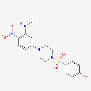 molecular formula C18H21BrN4O4S B4197705 (5-{4-[(4-bromophenyl)sulfonyl]-1-piperazinyl}-2-nitrophenyl)ethylamine 