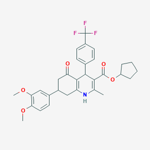 Cyclopentyl 7-(3,4-dimethoxyphenyl)-2-methyl-5-oxo-4-[4-(trifluoromethyl)phenyl]-1,4,5,6,7,8-hexahydro-3-quinolinecarboxylate
