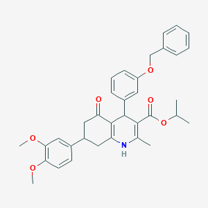 molecular formula C35H37NO6 B419773 Isopropyl 4-[3-(benzyloxy)phenyl]-7-(3,4-dimethoxyphenyl)-2-methyl-5-oxo-1,4,5,6,7,8-hexahydro-3-quinolinecarboxylate 