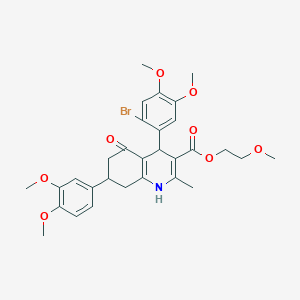 2-Methoxyethyl 4-(2-bromo-4,5-dimethoxyphenyl)-7-(3,4-dimethoxyphenyl)-2-methyl-5-oxo-1,4,5,6,7,8-hexahydro-3-quinolinecarboxylate