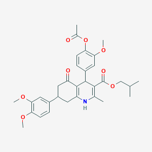 molecular formula C32H37NO8 B419775 Isobutyl 4-[4-(acetyloxy)-3-methoxyphenyl]-7-(3,4-dimethoxyphenyl)-2-methyl-5-oxo-1,4,5,6,7,8-hexahydro-3-quinolinecarboxylate 
