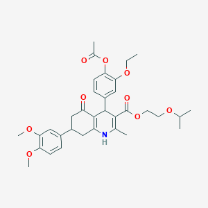 2-Isopropoxyethyl 4-[4-(acetyloxy)-3-ethoxyphenyl]-7-(3,4-dimethoxyphenyl)-2-methyl-5-oxo-1,4,5,6,7,8-hexahydro-3-quinolinecarboxylate