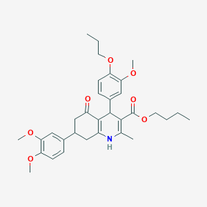 molecular formula C33H41NO7 B419779 Butyl 7-(3,4-dimethoxyphenyl)-4-(3-methoxy-4-propoxyphenyl)-2-methyl-5-oxo-1,4,5,6,7,8-hexahydro-3-quinolinecarboxylate 