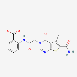 molecular formula C18H16N4O5S B4197804 methyl 2-({[6-(aminocarbonyl)-5-methyl-4-oxothieno[2,3-d]pyrimidin-3(4H)-yl]acetyl}amino)benzoate 