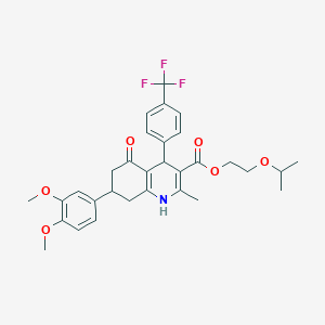 2-Isopropoxyethyl 7-(3,4-dimethoxyphenyl)-2-methyl-5-oxo-4-[4-(trifluoromethyl)phenyl]-1,4,5,6,7,8-hexahydro-3-quinolinecarboxylate