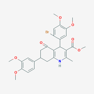 methyl 4-(2-bromo-4,5-dimethoxyphenyl)-7-(3,4-dimethoxyphenyl)-2-methyl-5-oxo-4,6,7,8-tetrahydro-1H-quinoline-3-carboxylate