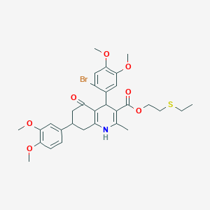 2-(Ethylsulfanyl)ethyl 4-(2-bromo-4,5-dimethoxyphenyl)-7-(3,4-dimethoxyphenyl)-2-methyl-5-oxo-1,4,5,6,7,8-hexahydro-3-quinolinecarboxylate