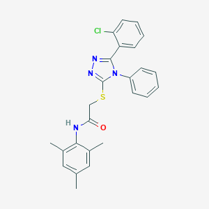 molecular formula C25H23ClN4OS B419786 2-[5-(2-Chloro-phenyl)-4-phenyl-4H-[1,2,4]triazol-3-ylsulfanyl]-N-(2,4,6-trimethyl-phenyl)-acetamide CAS No. 335402-73-8