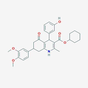 Cyclohexyl 7-(3,4-dimethoxyphenyl)-4-(3-hydroxyphenyl)-2-methyl-5-oxo-1,4,5,6,7,8-hexahydro-3-quinolinecarboxylate