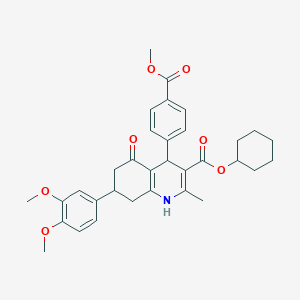 molecular formula C33H37NO7 B419794 Cyclohexyl 7-(3,4-dimethoxyphenyl)-4-[4-(methoxycarbonyl)phenyl]-2-methyl-5-oxo-1,4,5,6,7,8-hexahydro-3-quinolinecarboxylate 