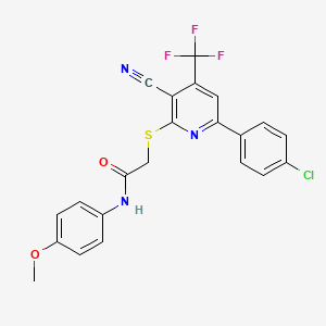 molecular formula C22H15ClF3N3O2S B4197950 2-{[6-(4-chlorophenyl)-3-cyano-4-(trifluoromethyl)-2-pyridinyl]thio}-N-(4-methoxyphenyl)acetamide CAS No. 617697-48-0