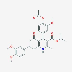 molecular formula C31H35NO8 B419797 Isopropyl 4-[4-(acetyloxy)-3-methoxyphenyl]-7-(3,4-dimethoxyphenyl)-2-methyl-5-oxo-1,4,5,6,7,8-hexahydro-3-quinolinecarboxylate 