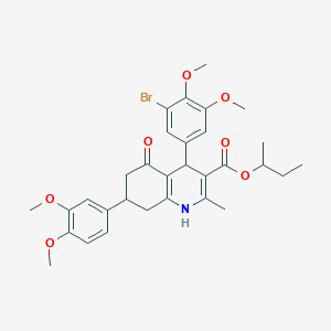 molecular formula C31H36BrNO7 B419801 Sec-butyl 4-(3-bromo-4,5-dimethoxyphenyl)-7-(3,4-dimethoxyphenyl)-2-methyl-5-oxo-1,4,5,6,7,8-hexahydro-3-quinolinecarboxylate 