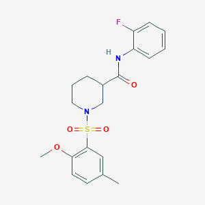 molecular formula C20H23FN2O4S B4198023 N-(2-fluorophenyl)-1-[(2-methoxy-5-methylphenyl)sulfonyl]-3-piperidinecarboxamide 