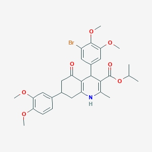 molecular formula C30H34BrNO7 B419803 Isopropyl 4-(3-bromo-4,5-dimethoxyphenyl)-7-(3,4-dimethoxyphenyl)-2-methyl-5-oxo-1,4,5,6,7,8-hexahydro-3-quinolinecarboxylate 