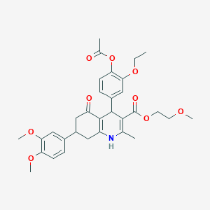 2-Methoxyethyl 4-[4-(acetyloxy)-3-ethoxyphenyl]-7-(3,4-dimethoxyphenyl)-2-methyl-5-oxo-1,4,5,6,7,8-hexahydro-3-quinolinecarboxylate