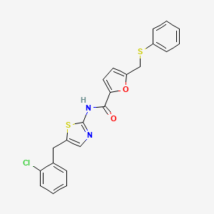 molecular formula C22H17ClN2O2S2 B4198066 N-[5-(2-chlorobenzyl)-1,3-thiazol-2-yl]-5-[(phenylthio)methyl]-2-furamide 