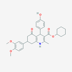 Cyclohexyl 7-(3,4-dimethoxyphenyl)-4-(4-hydroxyphenyl)-2-methyl-5-oxo-1,4,5,6,7,8-hexahydro-3-quinolinecarboxylate
