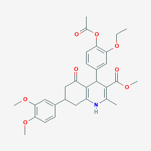 molecular formula C30H33NO8 B419809 Methyl 4-[4-(acetyloxy)-3-ethoxyphenyl]-7-(3,4-dimethoxyphenyl)-2-methyl-5-oxo-1,4,5,6,7,8-hexahydro-3-quinolinecarboxylate 