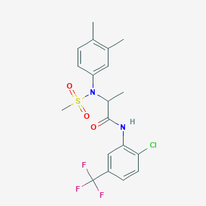 molecular formula C19H20ClF3N2O3S B4198097 N~1~-[2-chloro-5-(trifluoromethyl)phenyl]-N~2~-(3,4-dimethylphenyl)-N~2~-(methylsulfonyl)alaninamide 