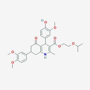 molecular formula C31H37NO8 B419810 2-Isopropoxyethyl 7-(3,4-dimethoxyphenyl)-4-(4-hydroxy-3-methoxyphenyl)-2-methyl-5-oxo-1,4,5,6,7,8-hexahydro-3-quinolinecarboxylate 