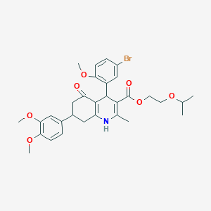 molecular formula C31H36BrNO7 B419811 2-Isopropoxyethyl 4-(5-bromo-2-methoxyphenyl)-7-(3,4-dimethoxyphenyl)-2-methyl-5-oxo-1,4,5,6,7,8-hexahydro-3-quinolinecarboxylate 