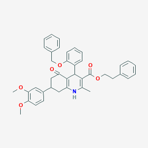 molecular formula C40H39NO6 B419812 2-Phenylethyl 4-[2-(benzyloxy)phenyl]-7-(3,4-dimethoxyphenyl)-2-methyl-5-oxo-1,4,5,6,7,8-hexahydro-3-quinolinecarboxylate 