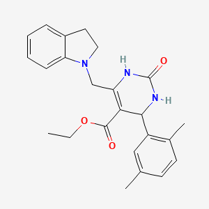 molecular formula C24H27N3O3 B4198121 ethyl 6-(2,3-dihydro-1H-indol-1-ylmethyl)-4-(2,5-dimethylphenyl)-2-oxo-1,2,3,4-tetrahydro-5-pyrimidinecarboxylate 